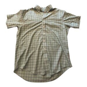 Brooks Brothers Short Sleeve Plaid Button Down Shirt Men’s L Green Blue Check Co